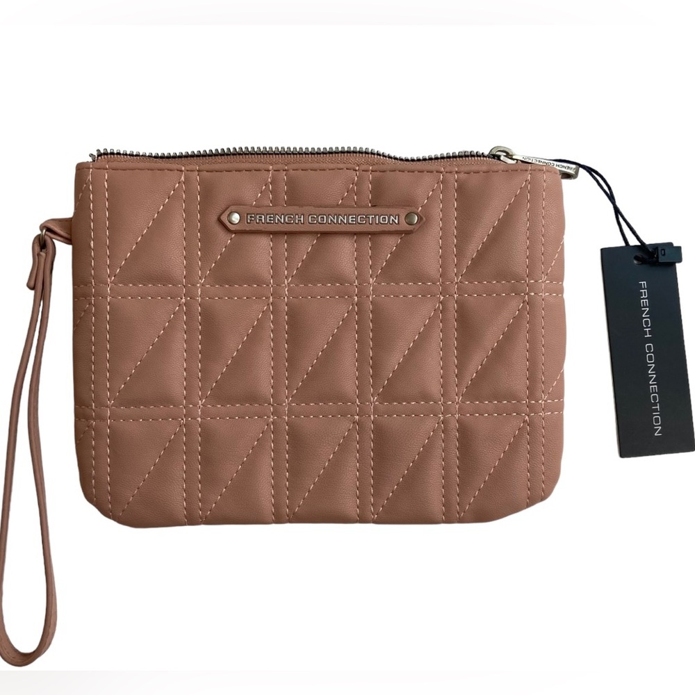 French Connection Flora Box Quilt Wristlet Wallet, Color Rose